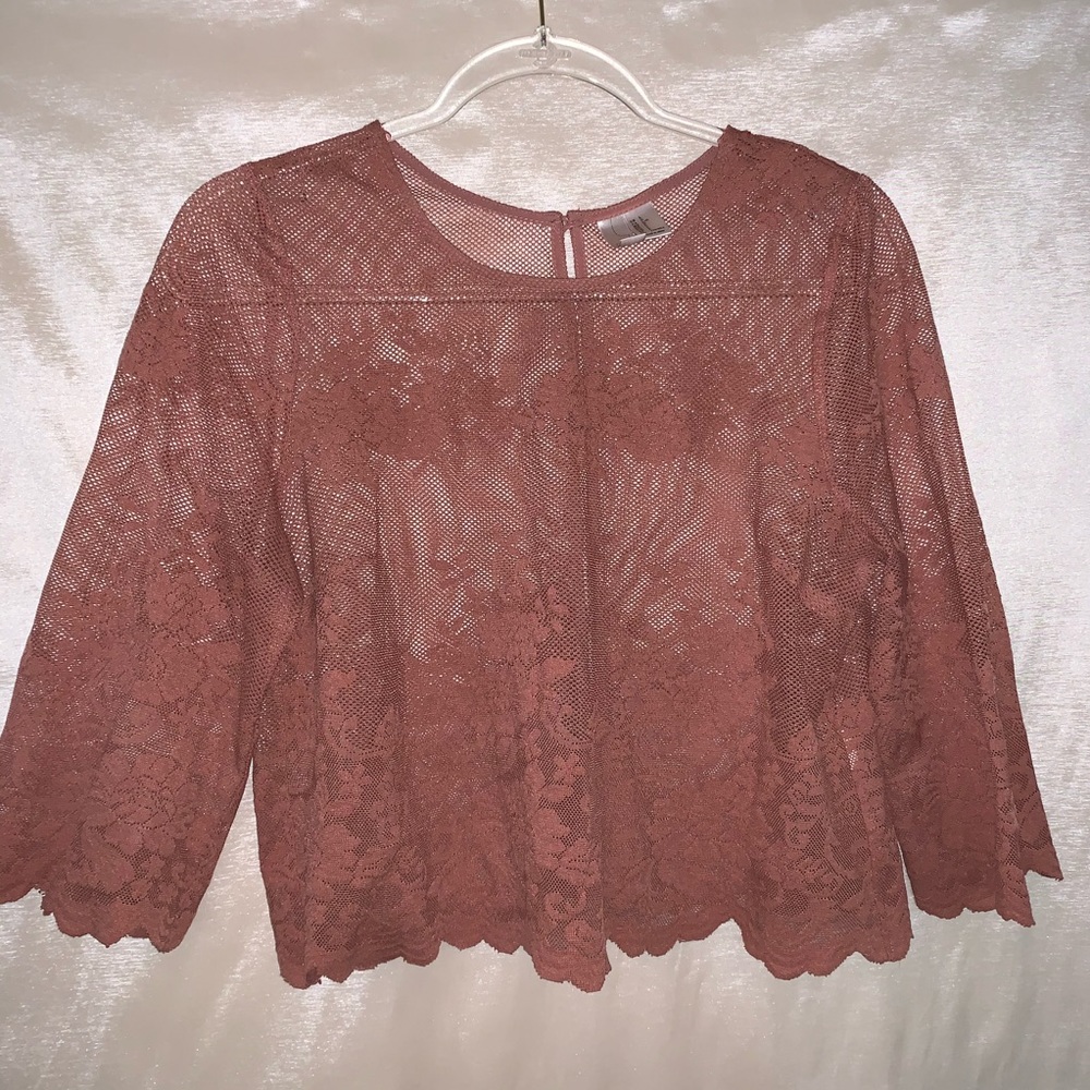 Sheer Lace Top with Button Down Back